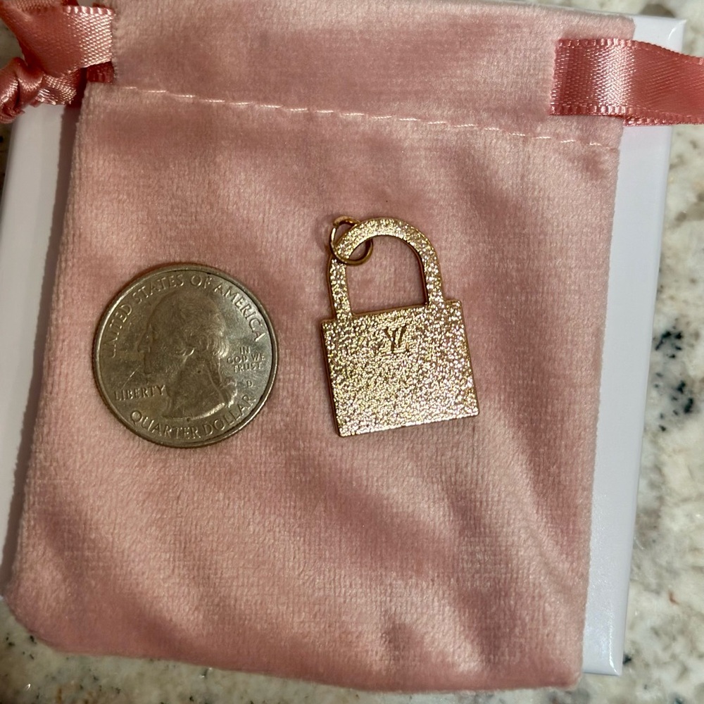 LV Gold and Crystal Padlock Charm - Picture 5 of 6